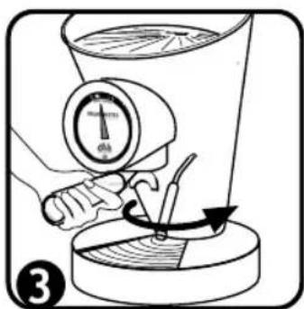 Diagram illustrating a mechanical or fluid system with a valve, scale, and directional arrow indicating motion or force.