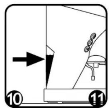 Diagram showing a vehicle interior with labeled parts and directional arrow, marked with numbers 10 and 11.