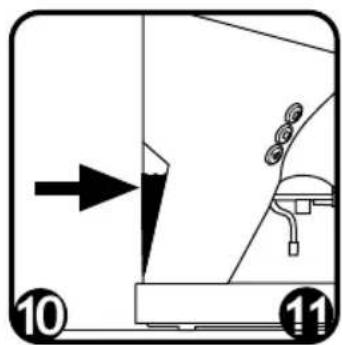Diagram showing a vehicle's side profile with labeled parts and an arrow indicating direction, marked with numbers 10 and 11.