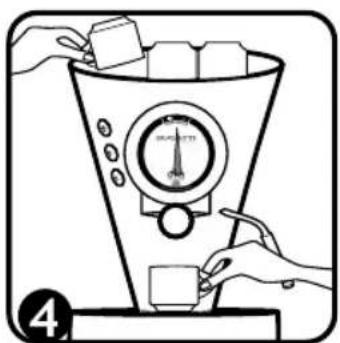 Diagram showing hands operating a device with labeled parts and a timer, likely illustrating a process or setup.