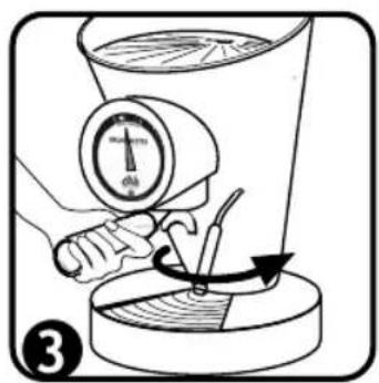 Diagram illustrating a mechanical or fluid system with labeled components and directional arrows indicating motion or flow.