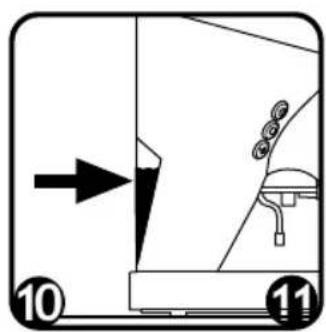 Diagram showing a vehicle's side profile with labeled parts and directional arrow, marked with numbers 10 and 11.