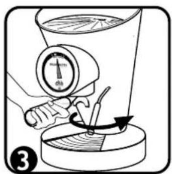 Diagram illustrating a mechanical or fluid system with labeled components and directional arrows indicating motion or flow.