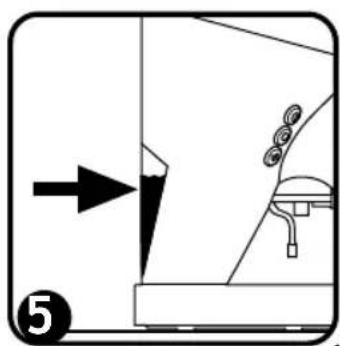 Diagram showing a car interior with an arrow pointing to a component, labeled with number 5