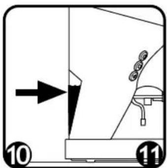 Diagram showing a vehicle interior with labeled parts and an arrow indicating direction, marked with numbers 10 and 11.