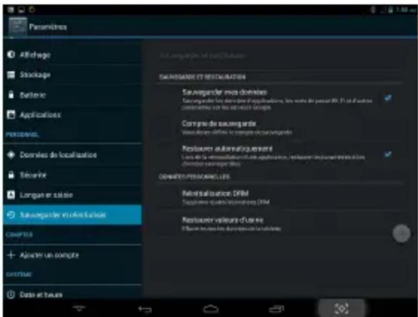 HAIER PAD D85 - Sauvegarde et réinitialisation - 1