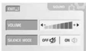 EXIT SOUND VOLUME - + SILENCE MODE OFF ON