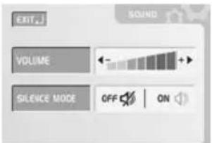SOUND VOLUME SILENC MODE OFF ON