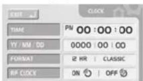 TIME Y / MM / 00 FORMAT RF CLOCK PM 00 : 00 : 00 0000 00 : 00 2 KR | CLASSIC ON | OFF