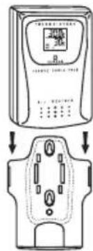 Diagram showing a device with labeled ports and a close-up view of the internal socket or socket.