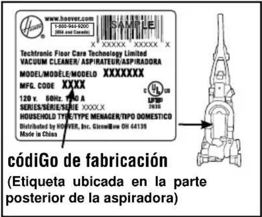 HOOVER TSeries WindTunnel - CÓDIGO DE FABRICACION - 1