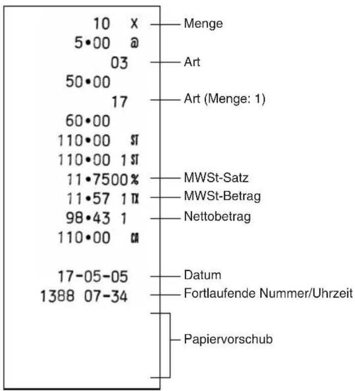 SHARP XEA102 - Programmierung zum Ausdruck des MWSt-Satzes und Nettobetrages auf dem Kassenbon - 2