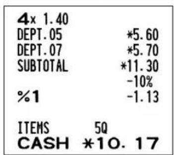SHARP XEA113 - Percent calculation for subtotal - 2