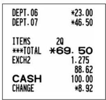 SHARP XEA113 - Verwendung des manuell einzugebenden Umrechnungskurses - 2