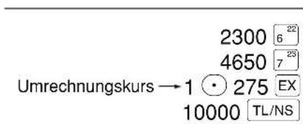 SHARP XEA113 - Verwendung des manuell einzugebenden Umrechnungskurses - 1