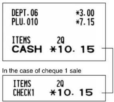 SHARP XEA113 - ■ Cash or cheque sale that does not require tender entry - 2