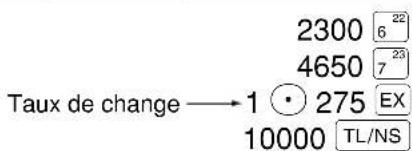2300 6 22 4650 7 23 Taux de change → 1 ⊙ 275 EX 10000 TL/NS