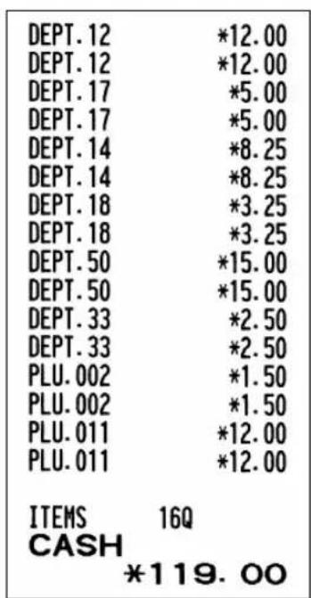 SHARP XEA113 - Receipt printKey operation example - 1