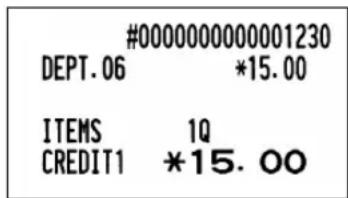 #0000000000001230 DEPT.06 *15.00 ITEMS 1Q CREDIT1 *15.00