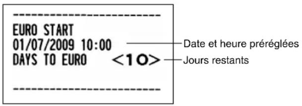EURO START 01/07/2009 10:00 DAYS TO EURO <10> Date et heure préréglées Jours restants