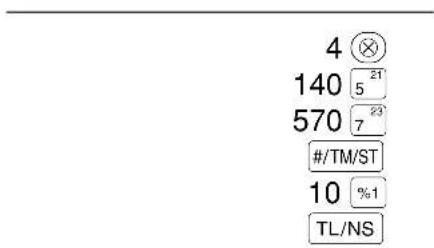 SHARP XEA113 - Berekenen van percentage van subtotaal - 1