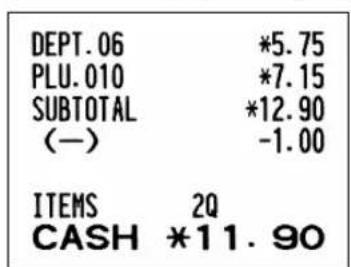 SHARP XEA113 - Deduction for subtotal - 2