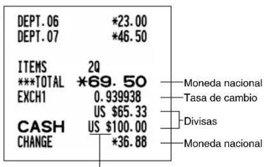 SHARP XEA113 - Aplicación de la tasa de cambio de moneda extranjera preajustada - 2
