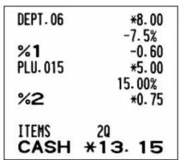 SHARP XEA113 - Percent calculation for item entries - 2