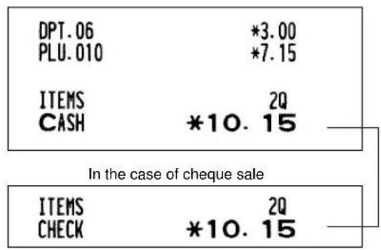 SHARP ERA220 - ■ Cash or cheque sale that does not need any tender entry - 2