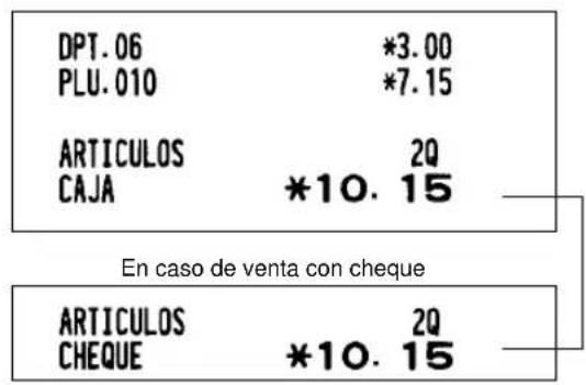 SHARP ERA220 - ■ Ventas en metálico o cheque que no necesitan registrar el importe recibido - 2