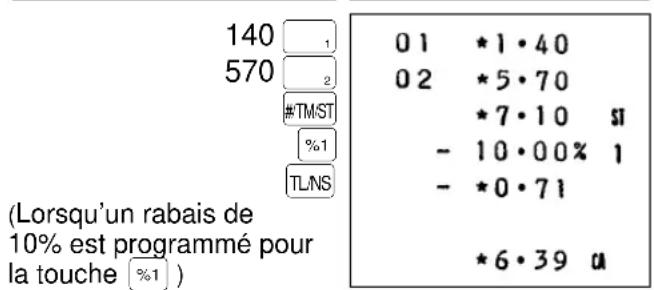 140 570 #TM/ST % TL/NS (Lorsqu'un rabais de 10% est programmé pour la touche (%1) 0 1 *1 • 40 0 2 *5 • 70 *7 • 10 SI - 10 • 00% 1 - *0 • 71 * *6 • 39 a