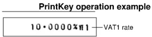 PrintKey operation example 10·0000%π1 —VAT1 rate