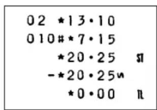 02 *13·10 010#*7·15 *20·25 $1 -*20·25n *0·00 n
