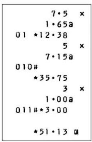 7·5 × 1·65a 01 *12·38 5 × 7·15a 010# *35·75 3 × 1·00a 011#*3·00 *51·13 u