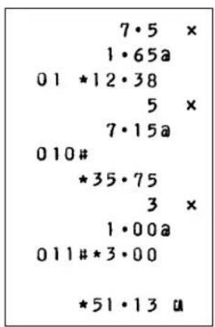 7·5 × 1·65a 01 *12·38 5 × 7·15a 010# *35·75 3 × 1·00a 011#*3·00 *51·13 u