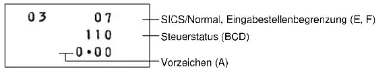 03 07 110 0·00 SICS/Normal, Eingabestellenbegrenzung (E, F) Steuerstatus (BCD) Vorzeichen (A)