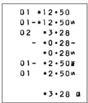 01 *12·50 01-*12·50n 02 *3·28 - *0·28- *0·28n 01-*2·50# 01 *2·50n *3·28 a