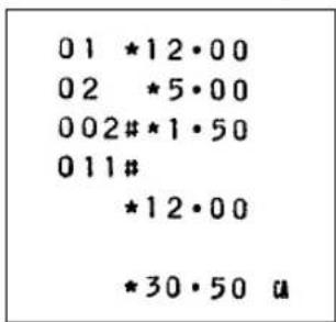 01 *12·00 02 *5·00 002#*1·50 011# *12·00 *30·50 u