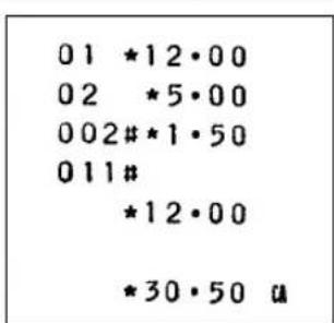 01 *12·00 02 *5·00 002#*1·50 011# *12·00 *30·50 u