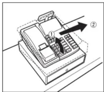 SHARP ERA160 - Entfernen der Registrierkasse vom Haltewinkel - 1