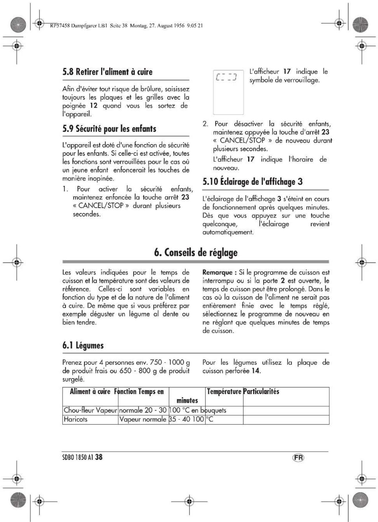 SILVERCREST SDBO 1850 A1 - Sélection des fonctions - 5
