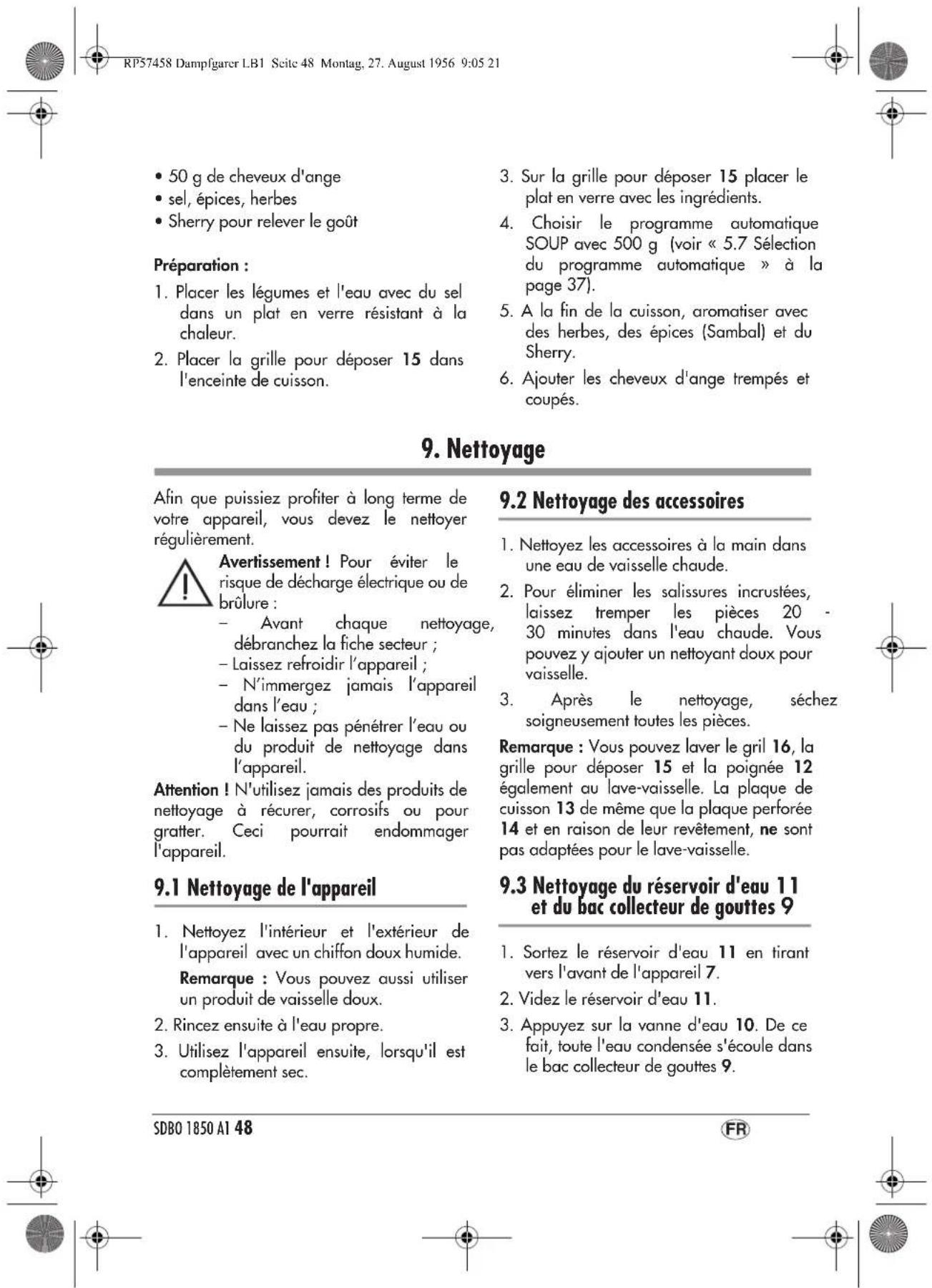 SILVERCREST SDBO 1850 A1 - Sélection des fonctions - 10
