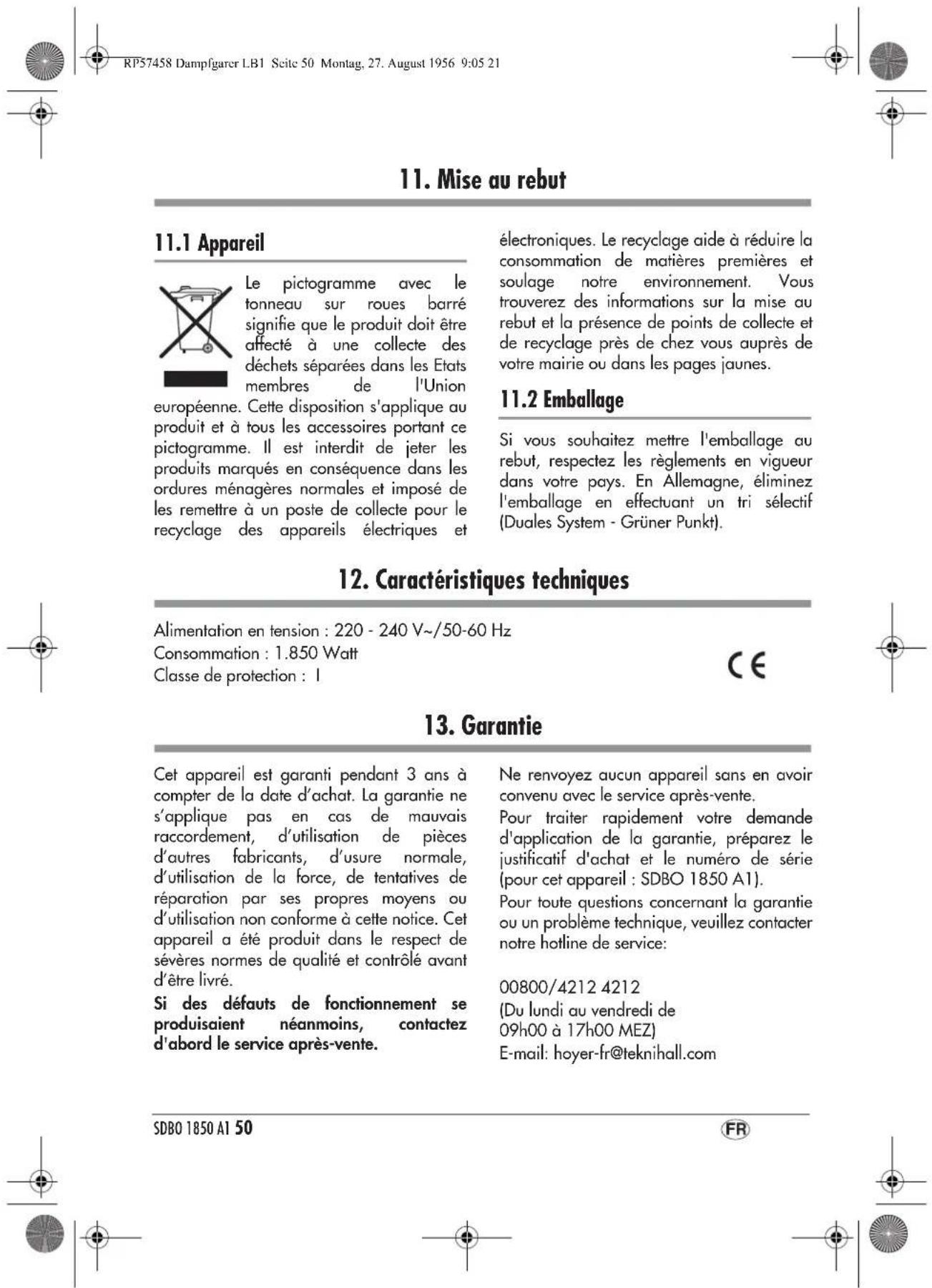 SILVERCREST SDBO 1850 A1 - Sélection des fonctions - 12