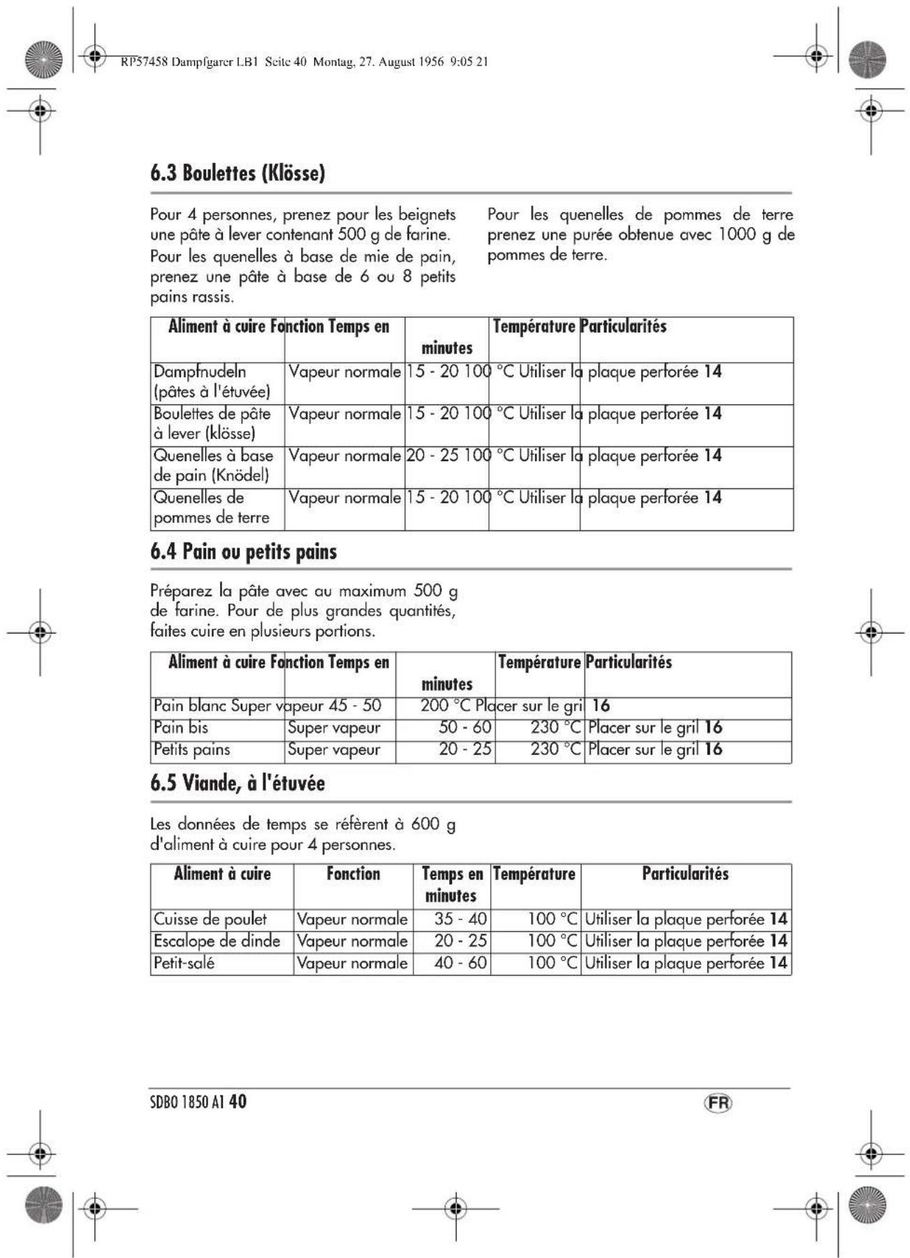 SILVERCREST SDBO 1850 A1 - Sélection des fonctions - 6