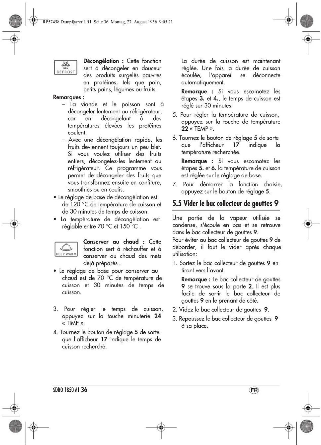 SILVERCREST SDBO 1850 A1 - Sélection des fonctions - 3