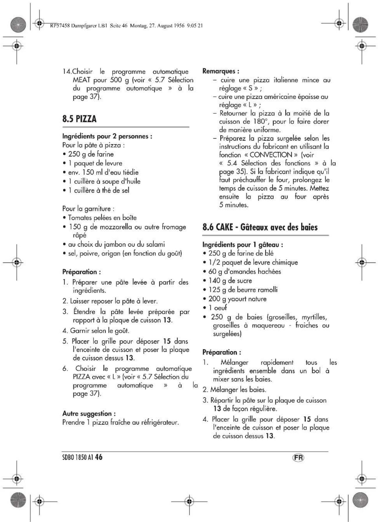 SILVERCREST SDBO 1850 A1 - Sélection des fonctions - 9