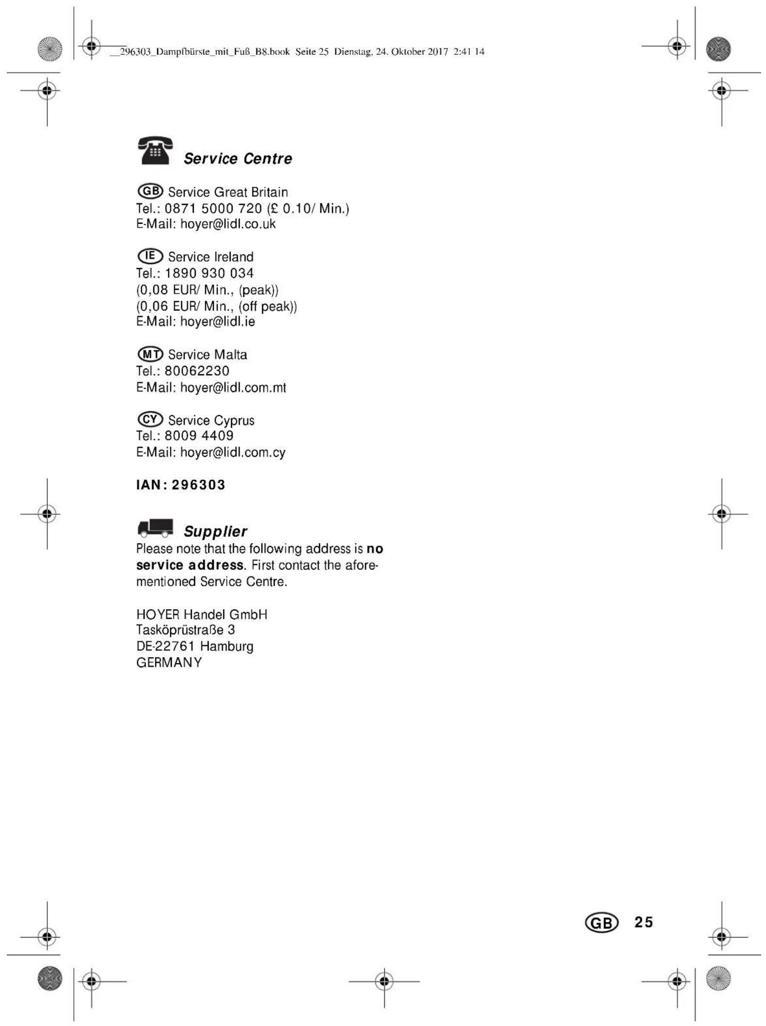 SILVERCREST SDRB 1000 B1 - Handling in case of a warranty claim - 2