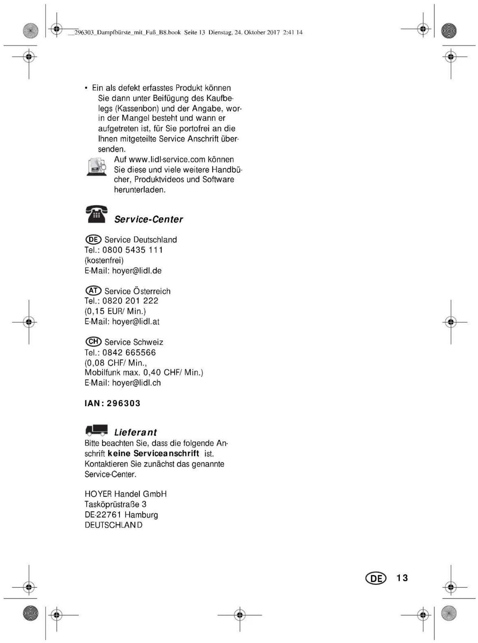 SILVERCREST SDRB 1000 B1 - Abwicklung im Garantiefall - 1