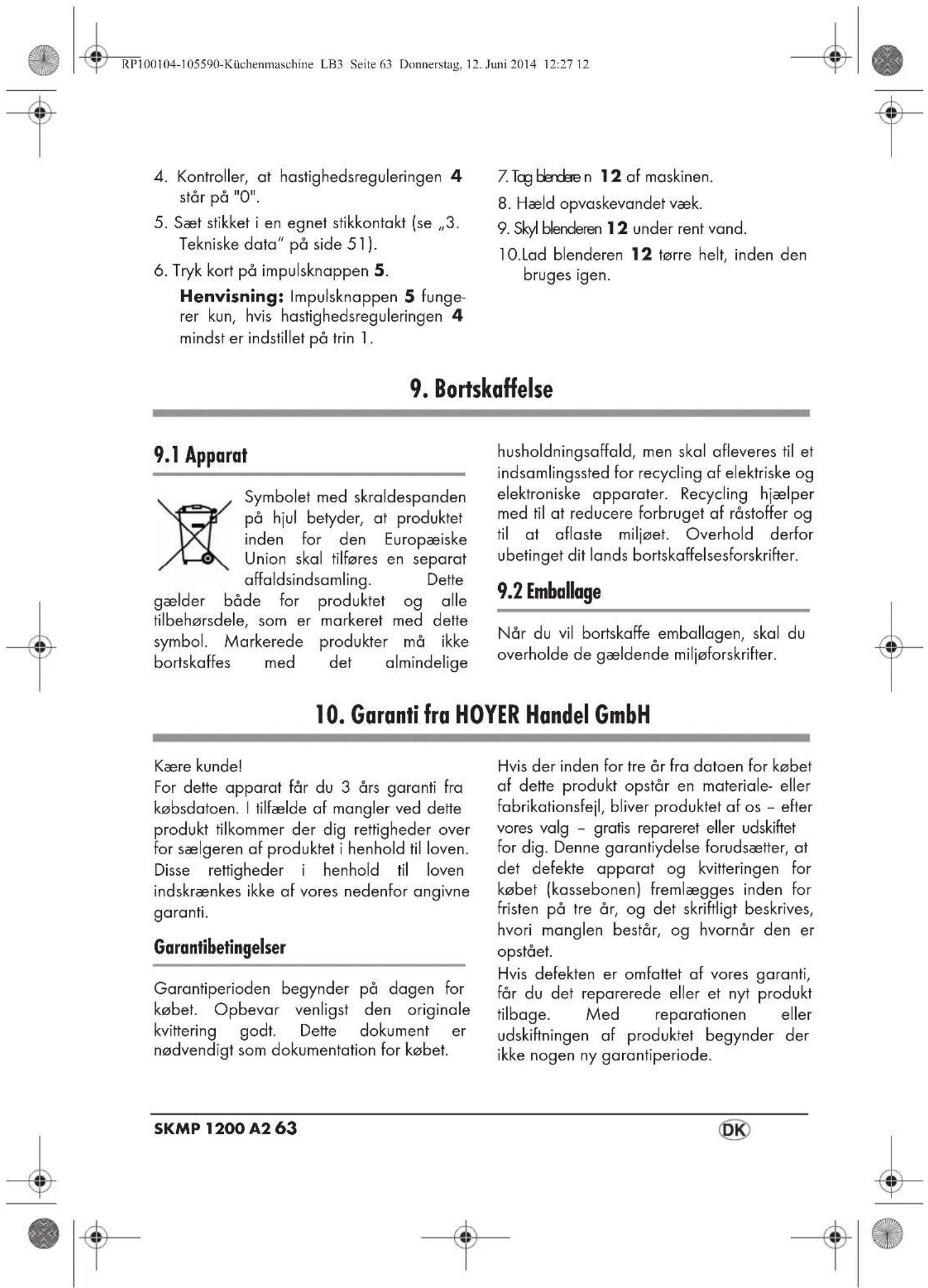SILVERCREST SKMP 1200 A2 - Tillredning: - 21