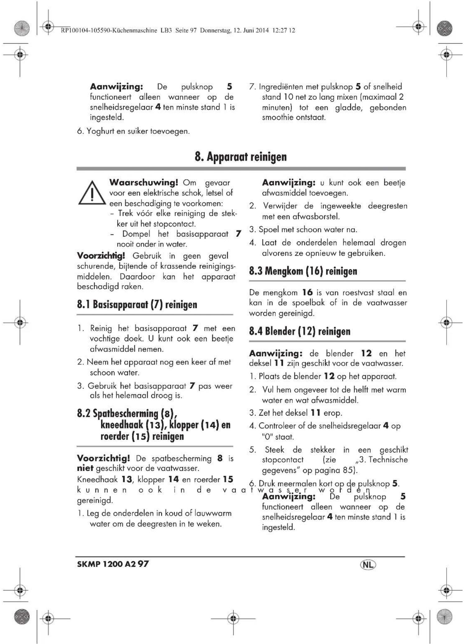 SILVERCREST SKMP 1200 A2 - Snelheid regelen, in- en uitschakelen - 6